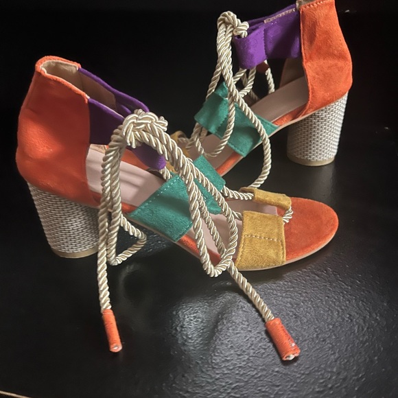 Colorful suede heels size 39 - Picture 2 of 4